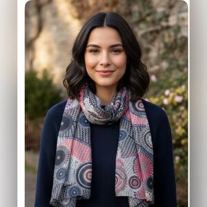 NWOT Pink, Blue, & Gray Multi-Pattern Scarf